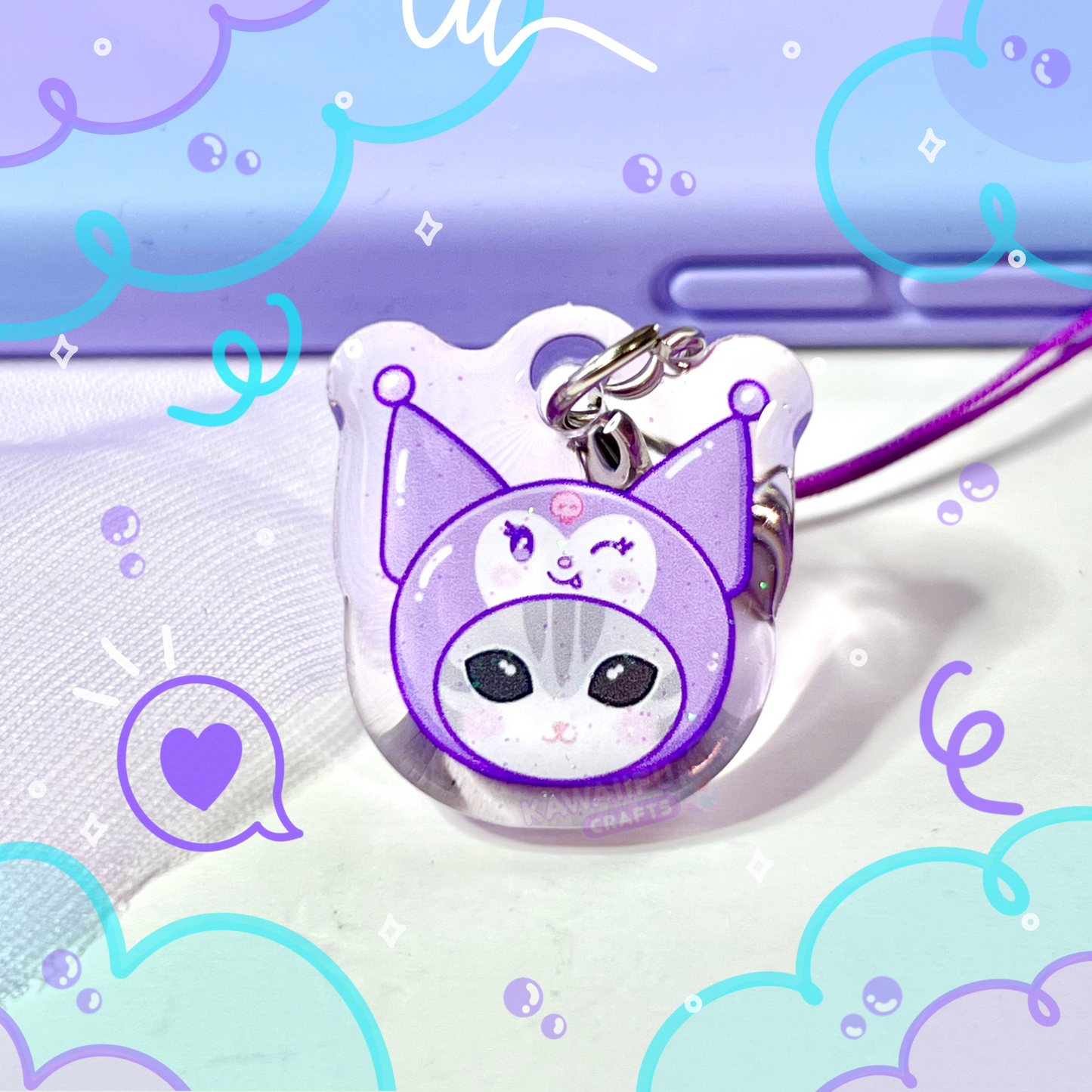 Skull Cat Phone Charm