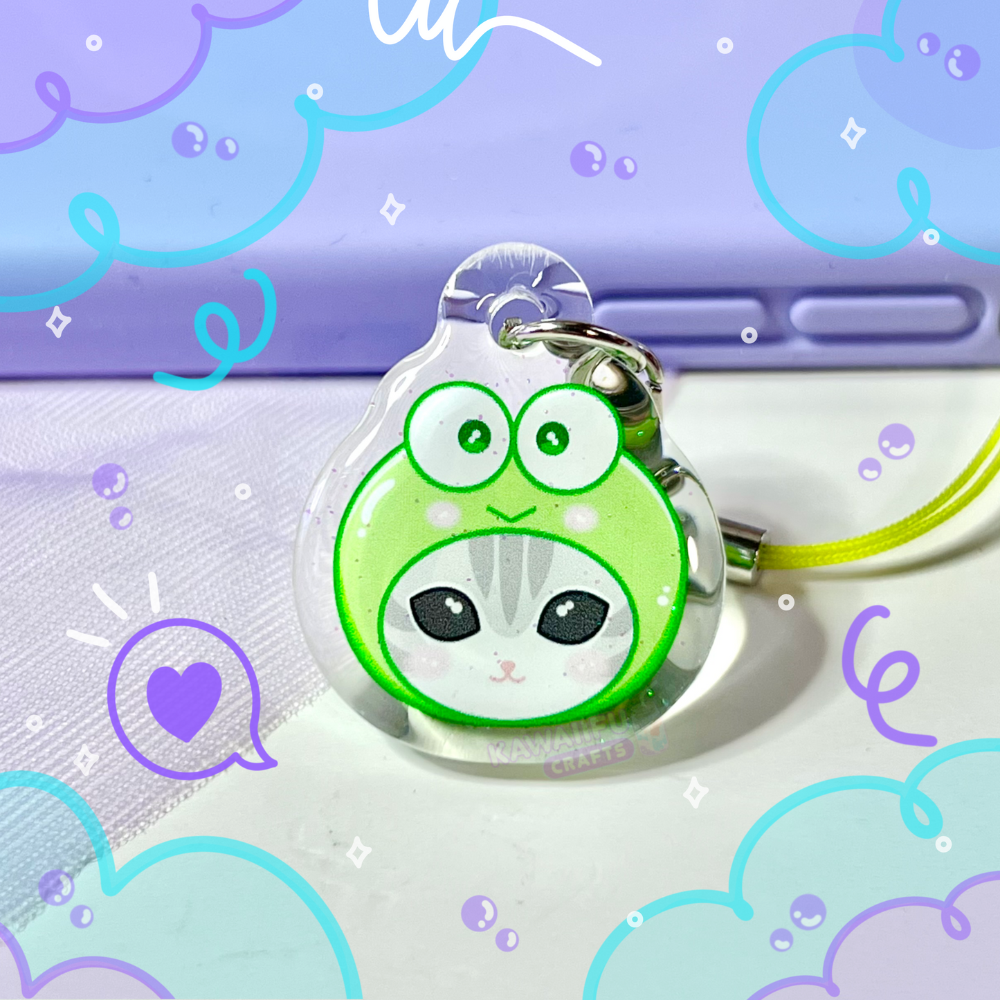 Frog Cat Phone Charm