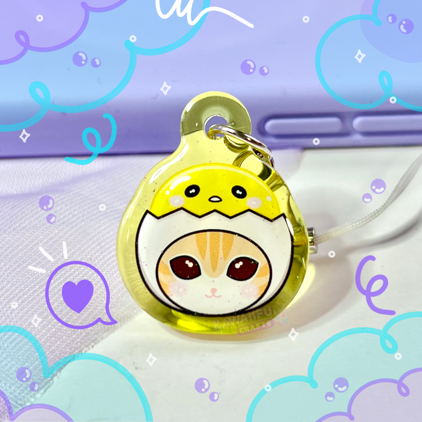 Egg Cat Phone Charm