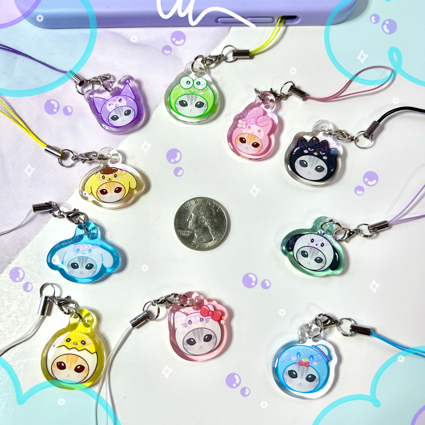 Skull Cat Phone Charm